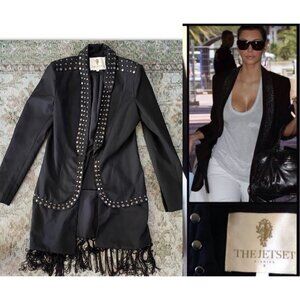 The Jetset Diaries Studded Blazer Jacket fringe Dress black Size S